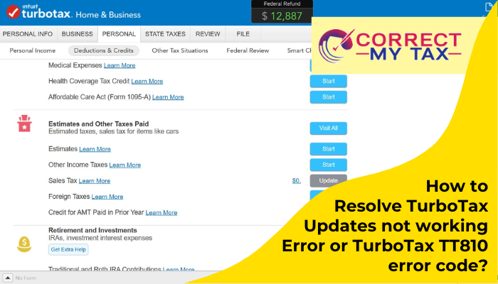 How to Resolve TurboTax Updates not working Error or TurboTax TT810 error code